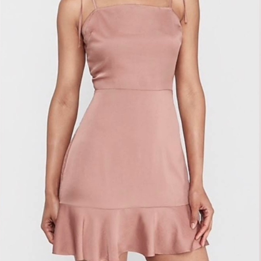 Express Pink Ruffle Sleeveless Y2K Holiday Dress Medium NWT